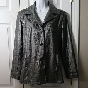Dollhouse Outerwear faux leather snakeskin print jacket  Sz S NWOT